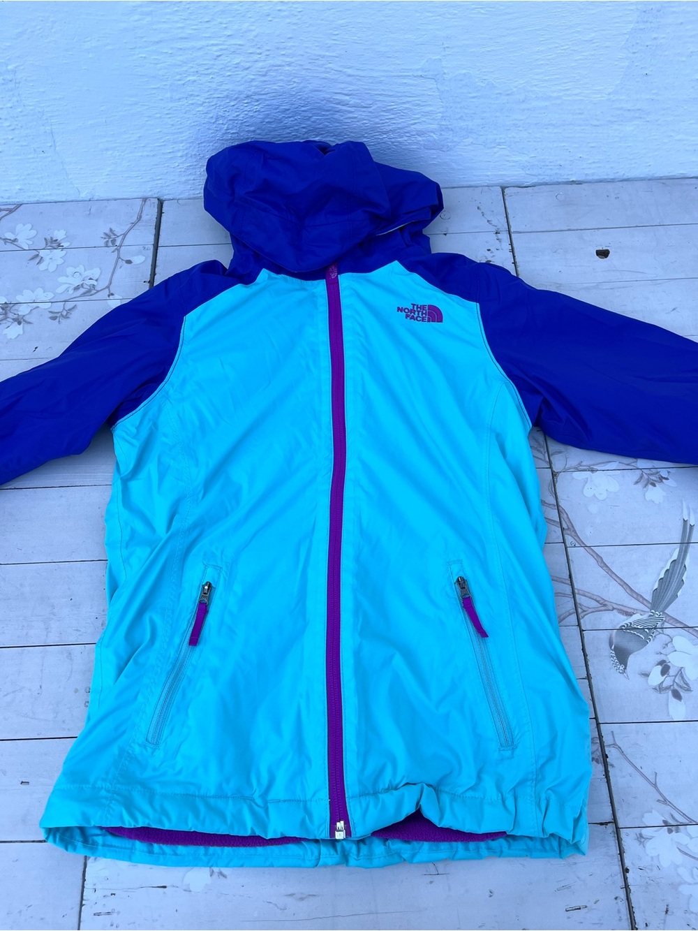 The North Face Girls' Hooded Jacket - Turquoise & Royal Blue